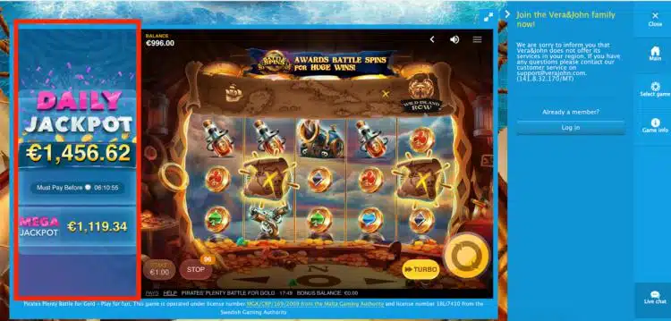 Pirates Plenty Battle For Goldスロット デイリージャックポット