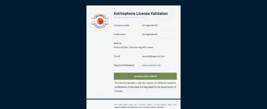 supacasi casino license