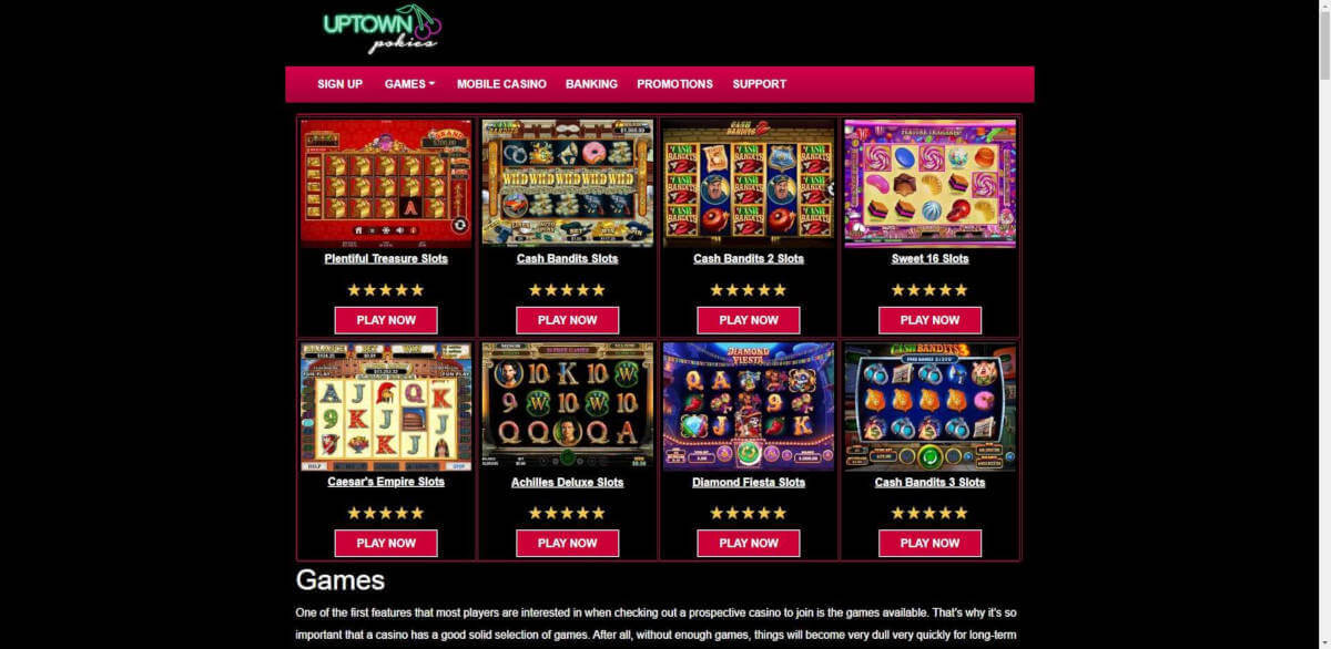 Uptown Pokies Casino Games Review