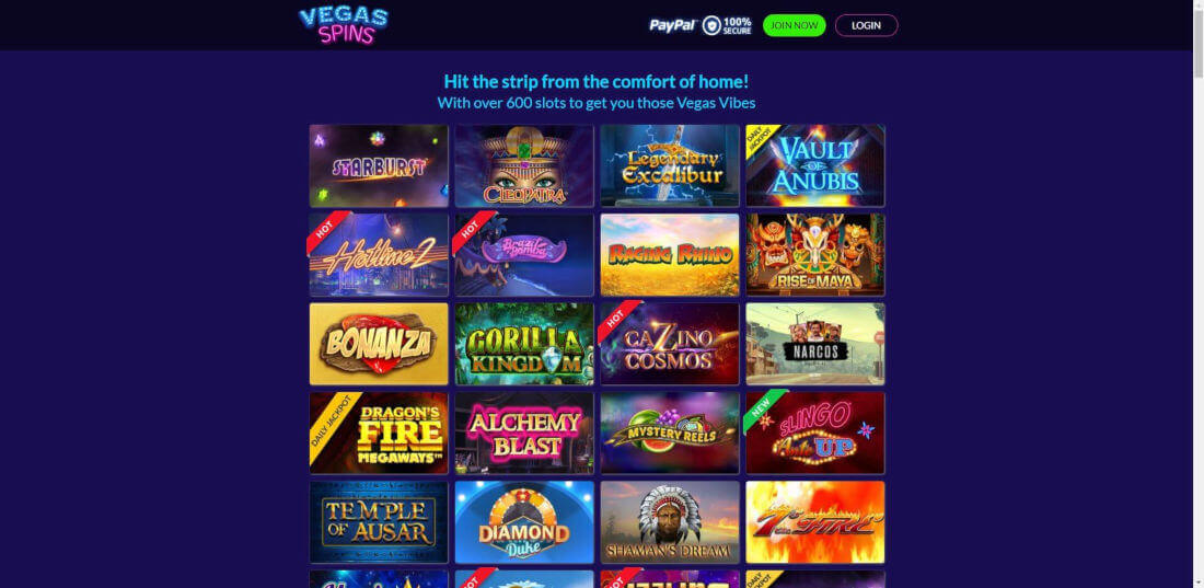 Vegas Spins Casino Games Review