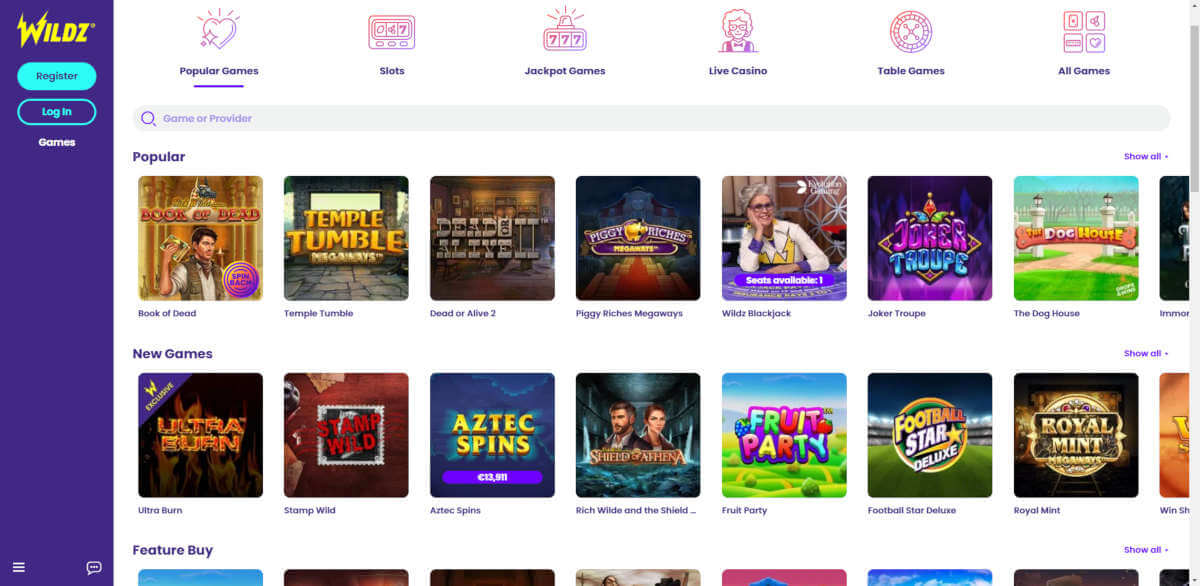 Wildz Casino Review: "Get More" with a Casino that Keeps on Giving! 1 Wildz Casino Games Review