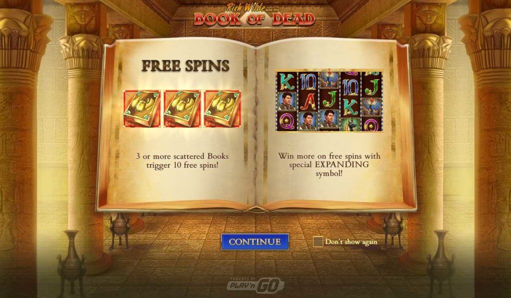 free spins bonus book of dead