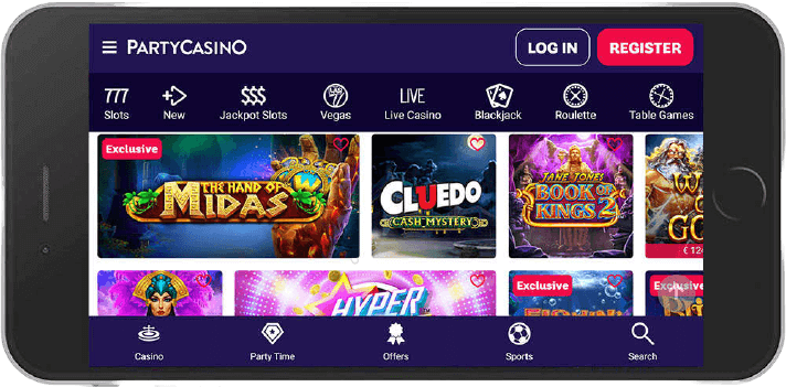 party casino mobile screenshot