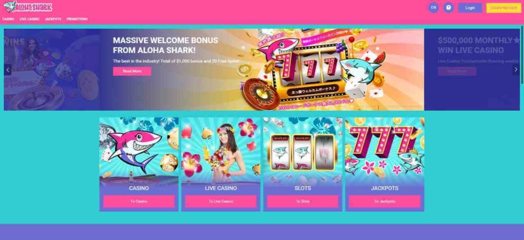 Aloha Shark Casino Review by CasinoTop10 1 aloha shark casino desktop view