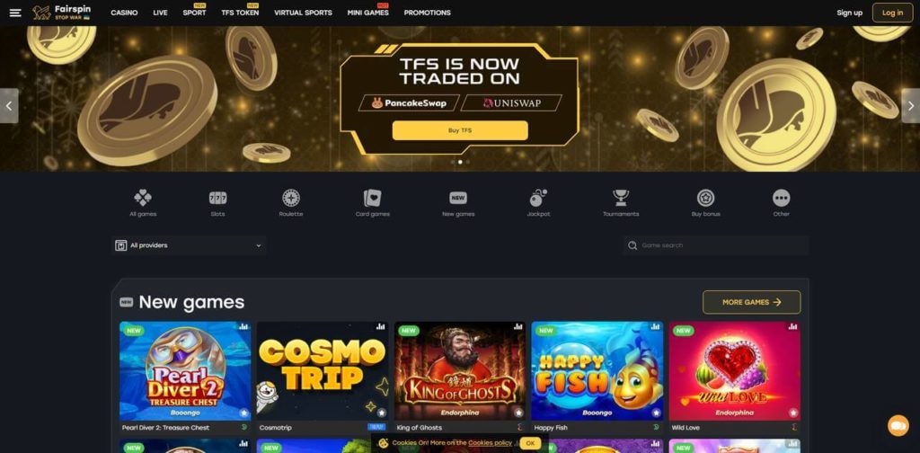 fairspin casino desktop view