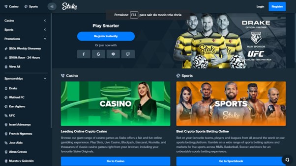 Stake Casino Desktop View