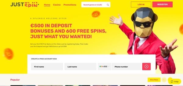 JustSpin Casino Review by CasinoTop10 1 Just Spin Casino Desktop