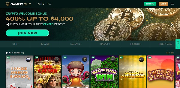 Gaming City Review by CasinoTop10 1 Gaming City Casino Desktop Layout