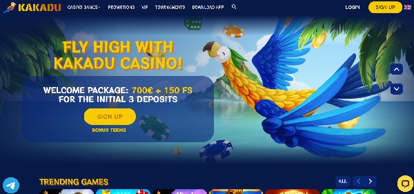 Kakadu Casino Desktop experience