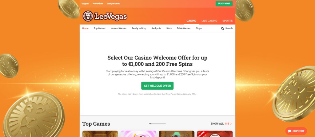 LeoVegas Casino Review by CasinoTop10 1 LeoVegas Casino Desktop