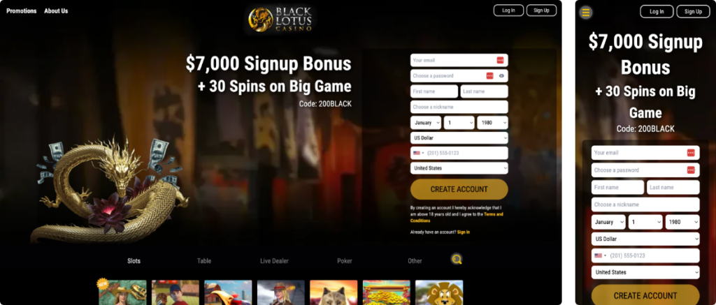 black lotus casino screenshot