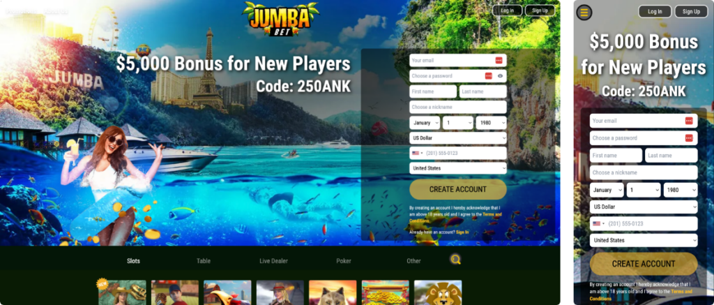 jumba bet casino screenshots